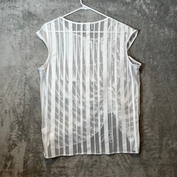 Staci Snider Primrose Top in White Stipe Mesh Size‎ Large - Picture 4 of 7